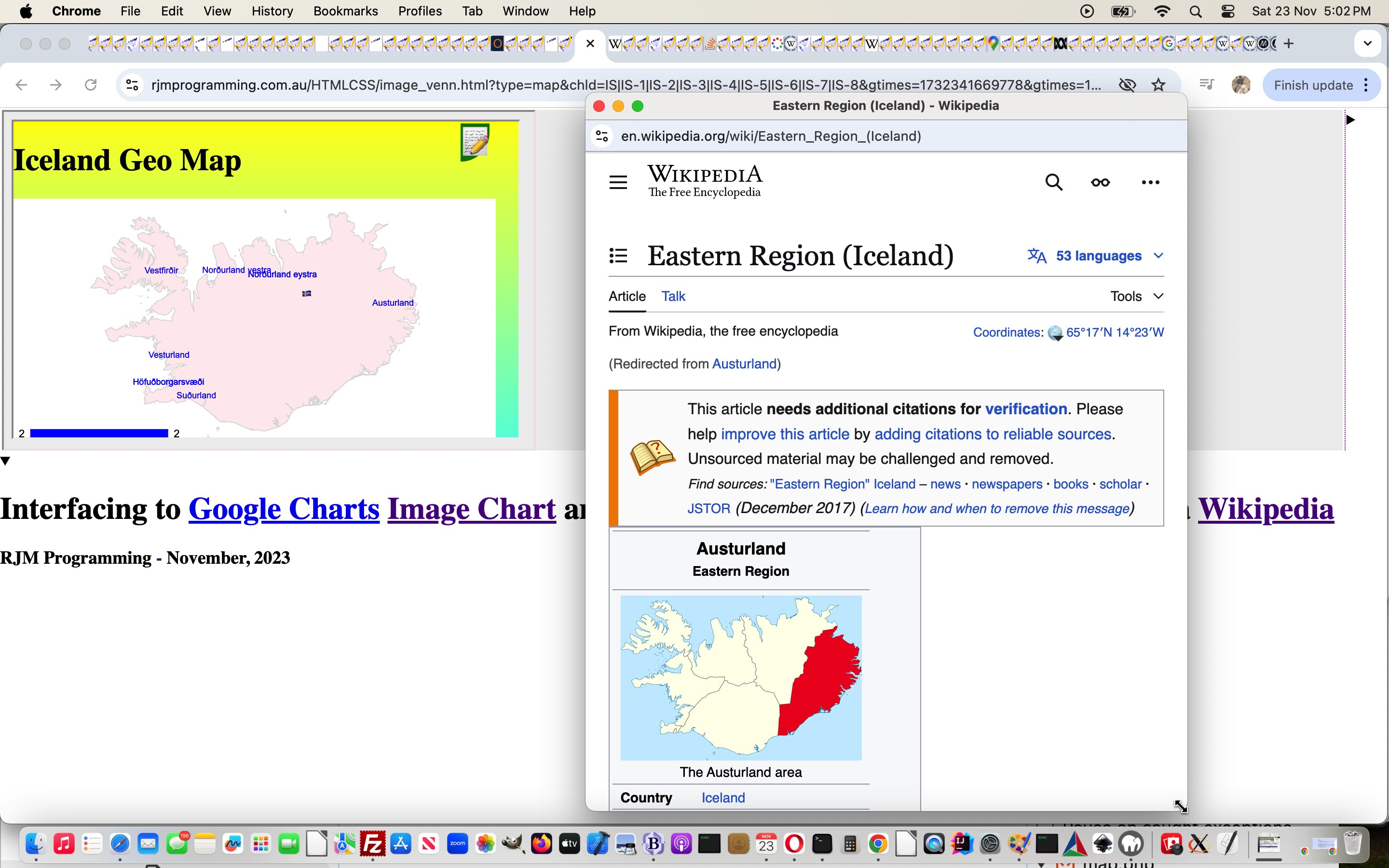 Regional Text Google Chart Text Onclick Tutorial