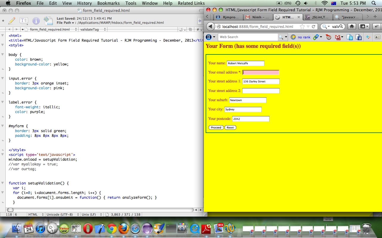 Javascript Form Required Fields Primer Tutorial Robert James Metcalfe 