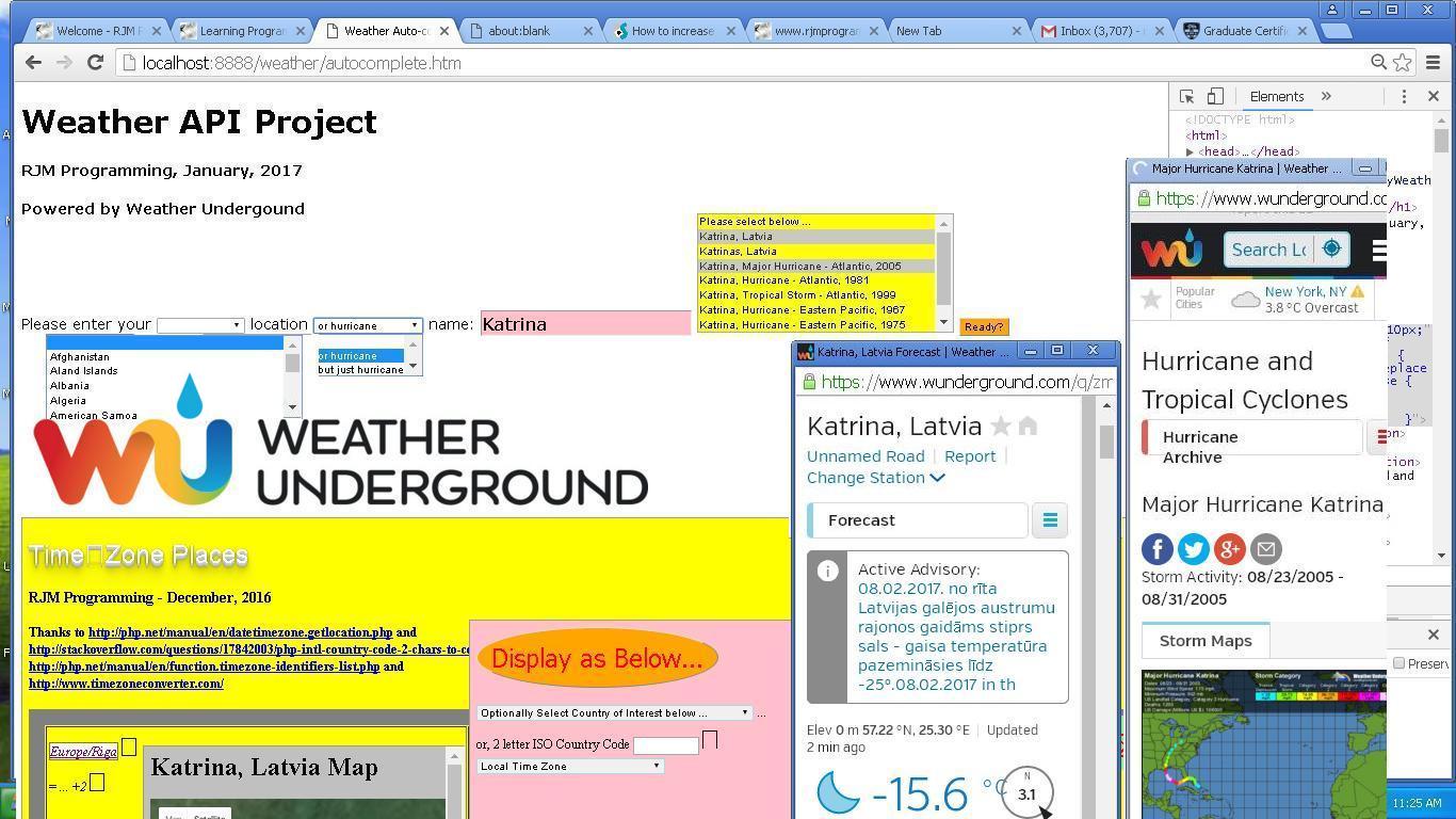 Weather API Via Iframe JQuery Ajax AutoComplete Tutorial Robert James 